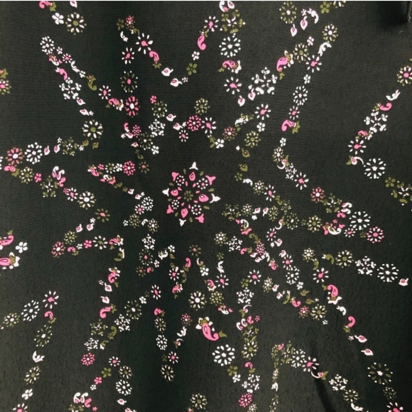 NWT Topshop Floral Star Print Blouse, Long Ruched Sleeve Tie Neck Women Size 6 - Picture 10 of 13